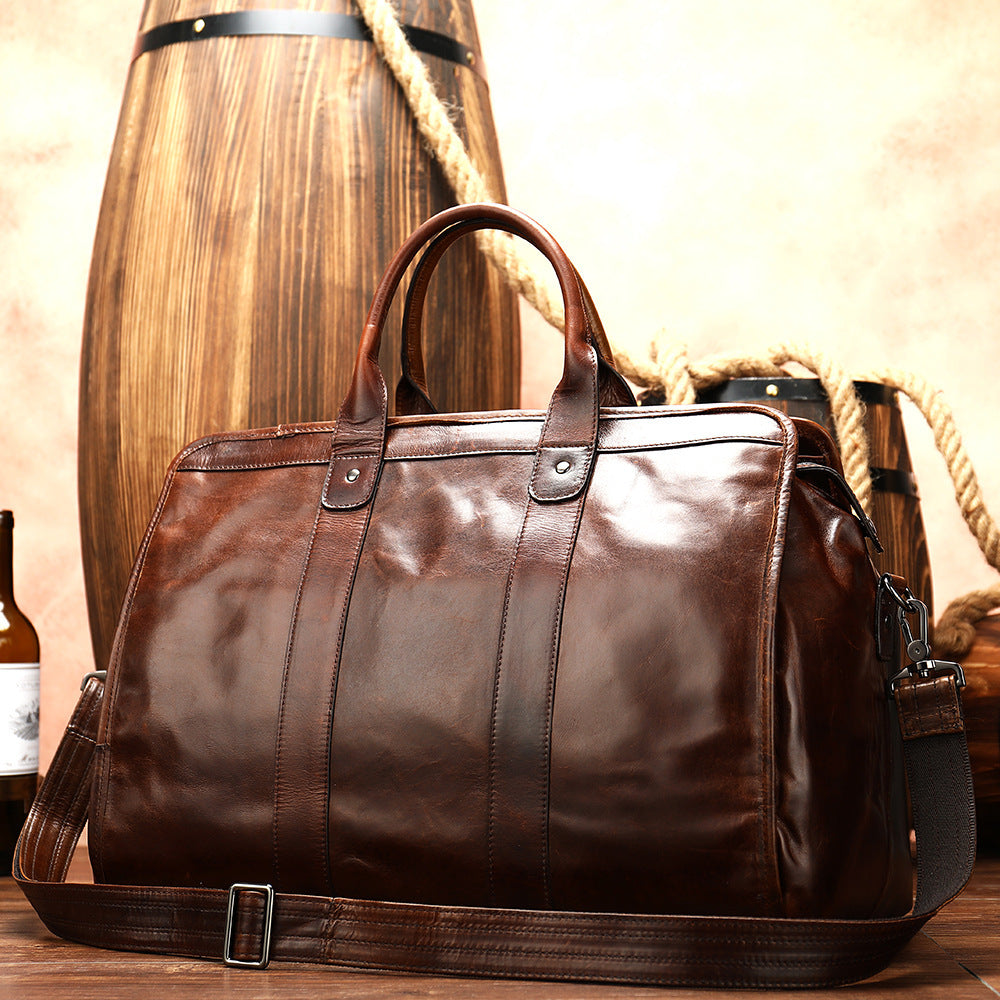 First Layer Cowhide Retro Large-capacity Travel Bag Pi-Mart