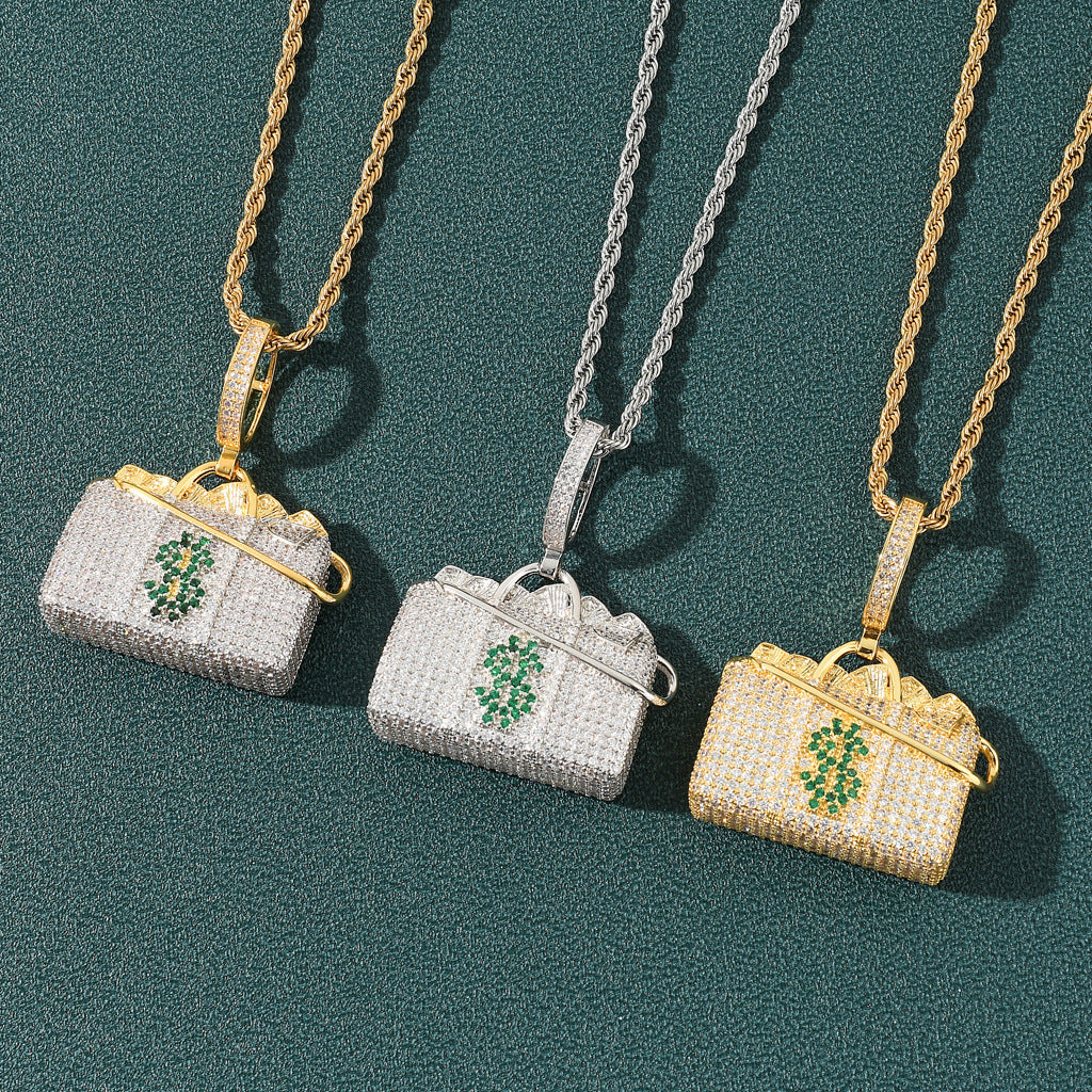 Hip-hop Pendant With Micro-inlaid Zircon On The Dollar Packet Pi-Mart
