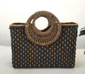 Wooden handle beach bag handbag Pi-Mart