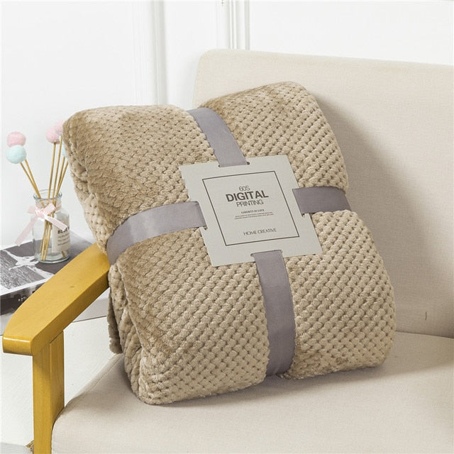 Fluffy Plaid Winter Bed Blankets by Pi Mart