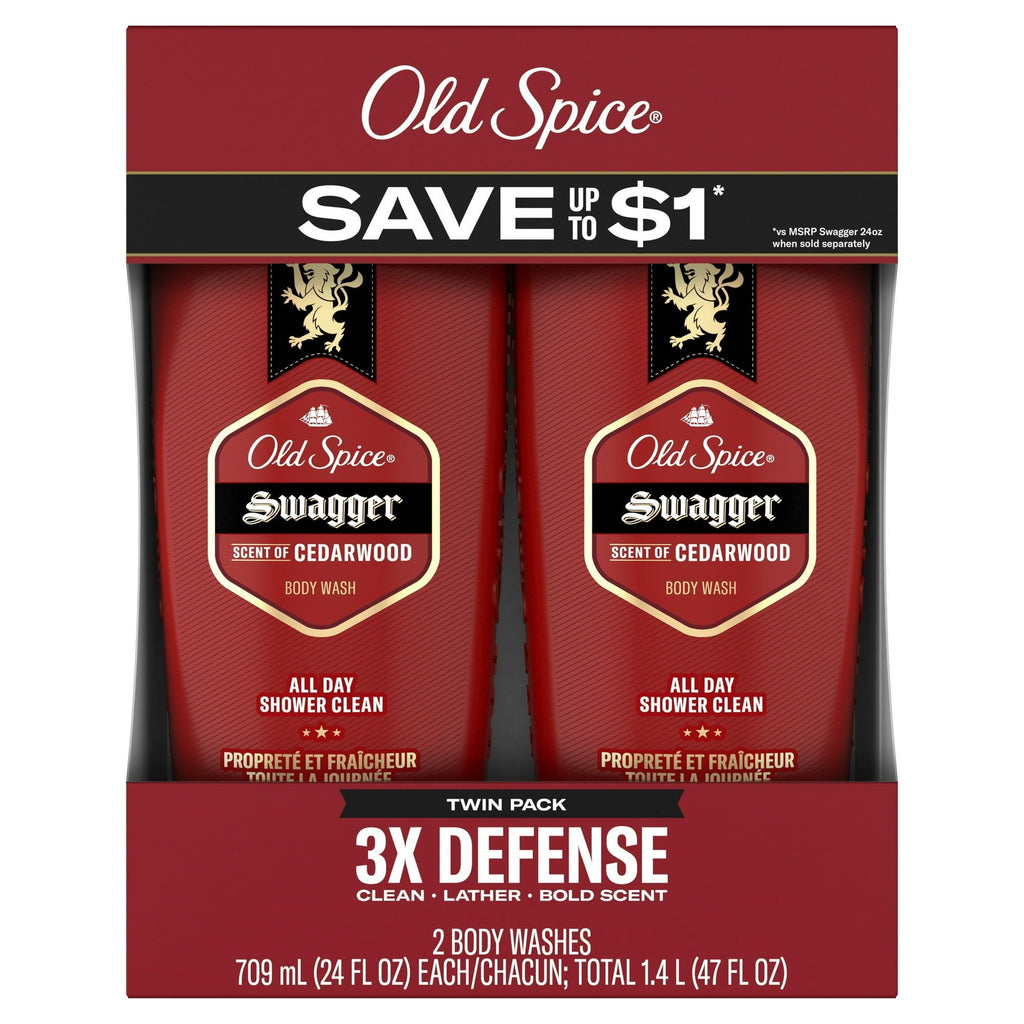 Old Spice Red Collection Swagger Scent Men's Body Wash, 24 fl oz, Pack of 2 (48 fl oz Total)