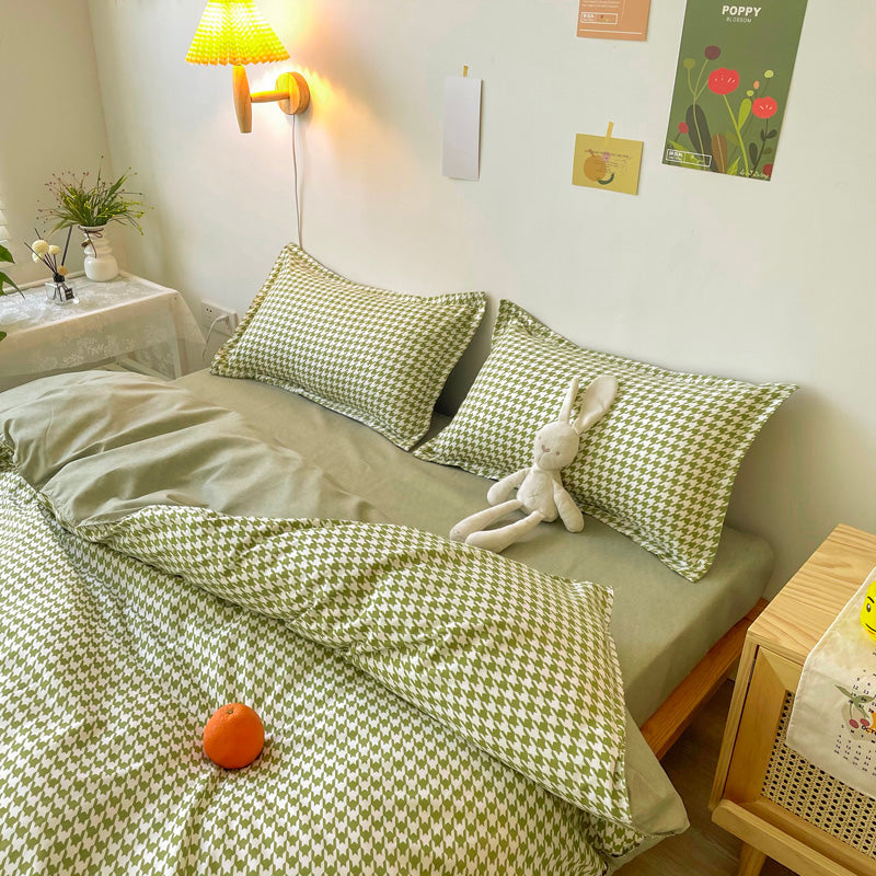 Student Dormitory Thick Sanded Aloe Cotton Four-piece Set Bed Linen Quilt Cover Bedding Pi-Mart