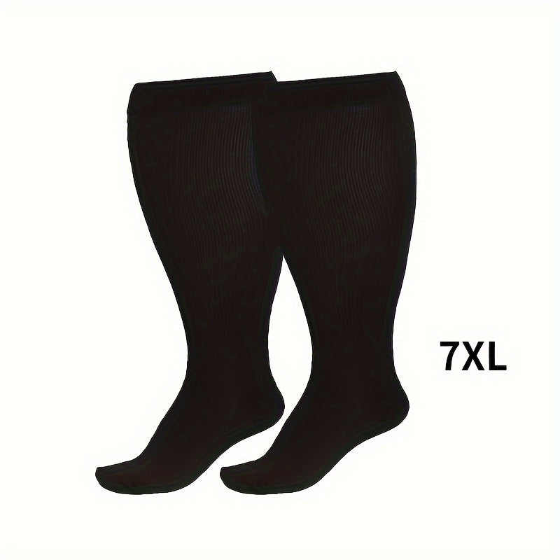 1pair Unisex Plus Size Compression Socks, Knee Length 20-30 Mmhg Breathable Circulation Calf Socks, Women Men's Socks & Hosiery Lootquake LLC