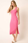 Side Slit Wide Strap Midi Tank Dress – Stylish, Sexy and Comfortable Midi Dress with Side Slits and Wide Straps Stevvex