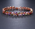 Luxury Diamond Shiny Fashion Charm AAA Cubic White Zircon Four Colors Leaf Jewelry Bracelets For Woman Elegance Wedding Party Gift - SJB-DIAMOND ELITES