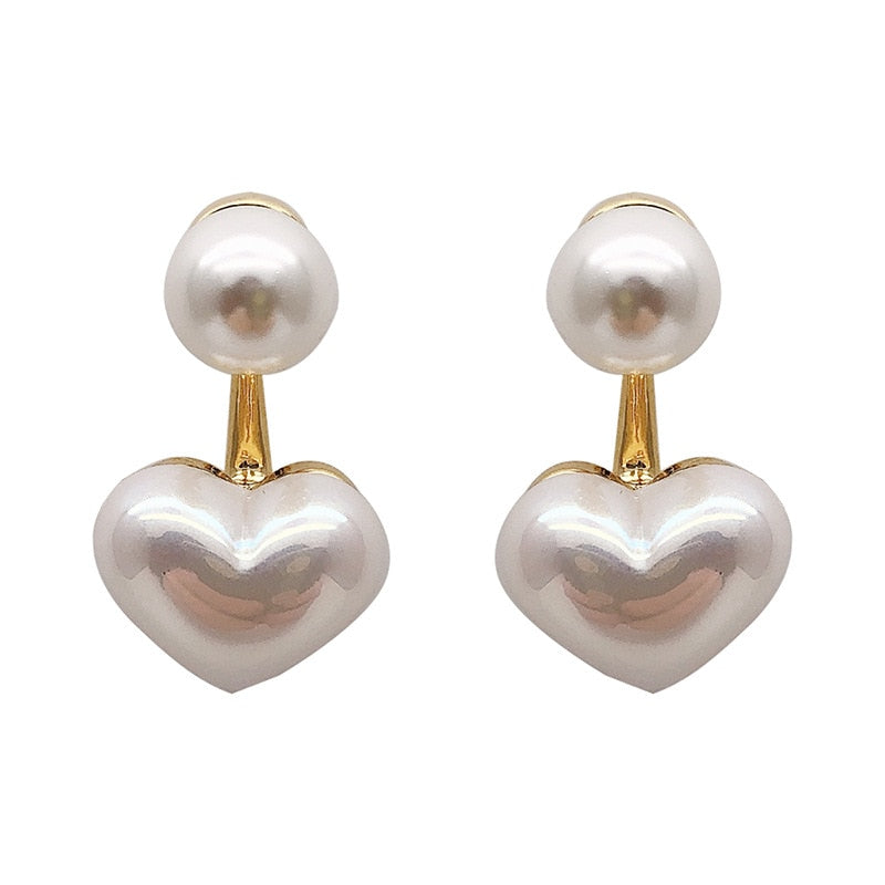 Silver Needle Simple Small Love Pearl Stud Earrings Pi-Mart