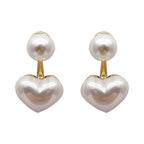 Silver Needle Simple Small Love Pearl Stud Earrings Pi-Mart