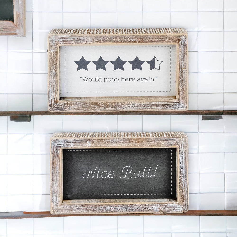 Funny Double Sided Bathroom Sign Guest Restroom Humor Decor Gift For Remodel Homes BandsCo Straps