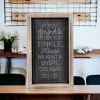 Funny Double Sided Wooden Bathroom Sign Aim Sprinkle Tinkle Freestanding Frame Wall Decor BandsCo Straps