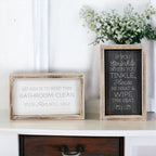 Funny Double Sided Wooden Bathroom Sign Aim Sprinkle Tinkle Freestanding Frame Wall Decor BandsCo Straps