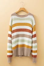 Multicolour Colorblock Drop Shoulder Crew Neck Sweater