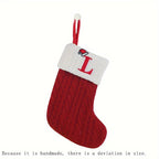 1pc Knitted Christmas Socks Stocking Gift Bag - Embroidered Alphabet, Candy Design, Scene Decor, Room Decor, Home Decor, Holiday Party Decor, Festive Gift Idea for Family and Friends Lootquake LLC