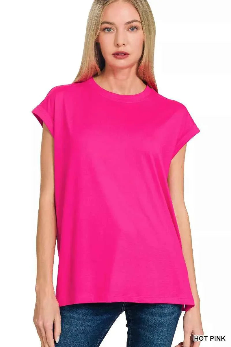 Zenana Brushed Dty Microfiber Top & Biker Shorts THRIXINE