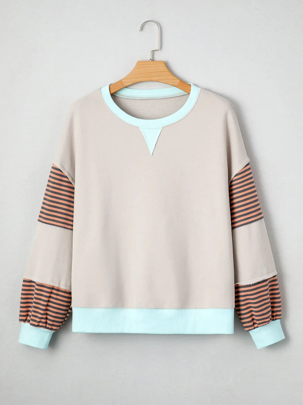 Colorblock Patchwork Drop Shoulder Sweatshirt THRIXINE