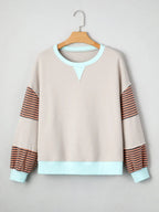Colorblock Patchwork Drop Shoulder Sweatshirt THRIXINE