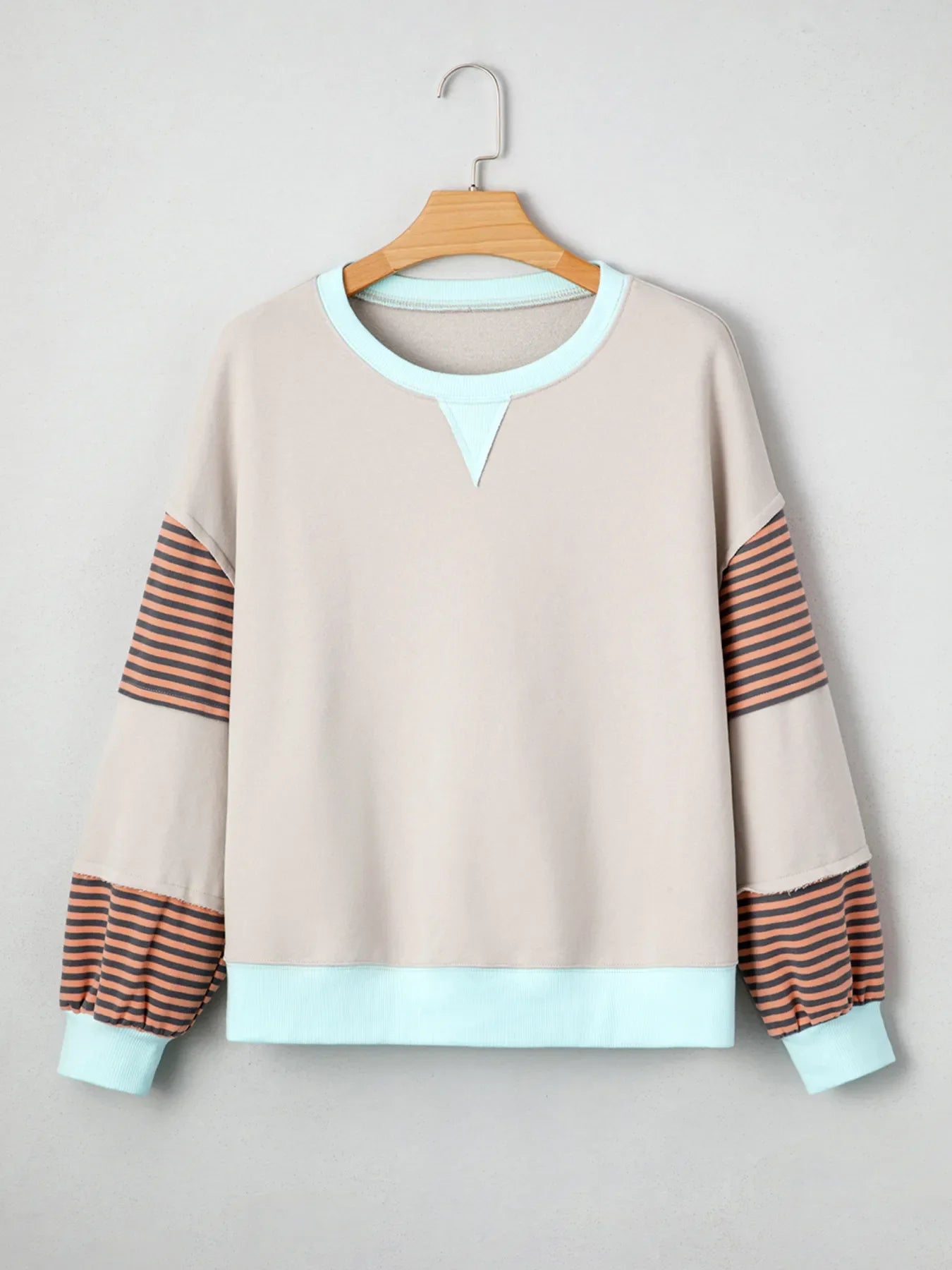 Colorblock Patchwork Drop Shoulder Sweatshirt THRIXINE