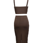 Ladies' Solid Color Out Of The Street Banquet Versatile Figure Enhancement, Hip Hugging Skirt, Half Skirt Set - SJB-DIAMOND ELITES