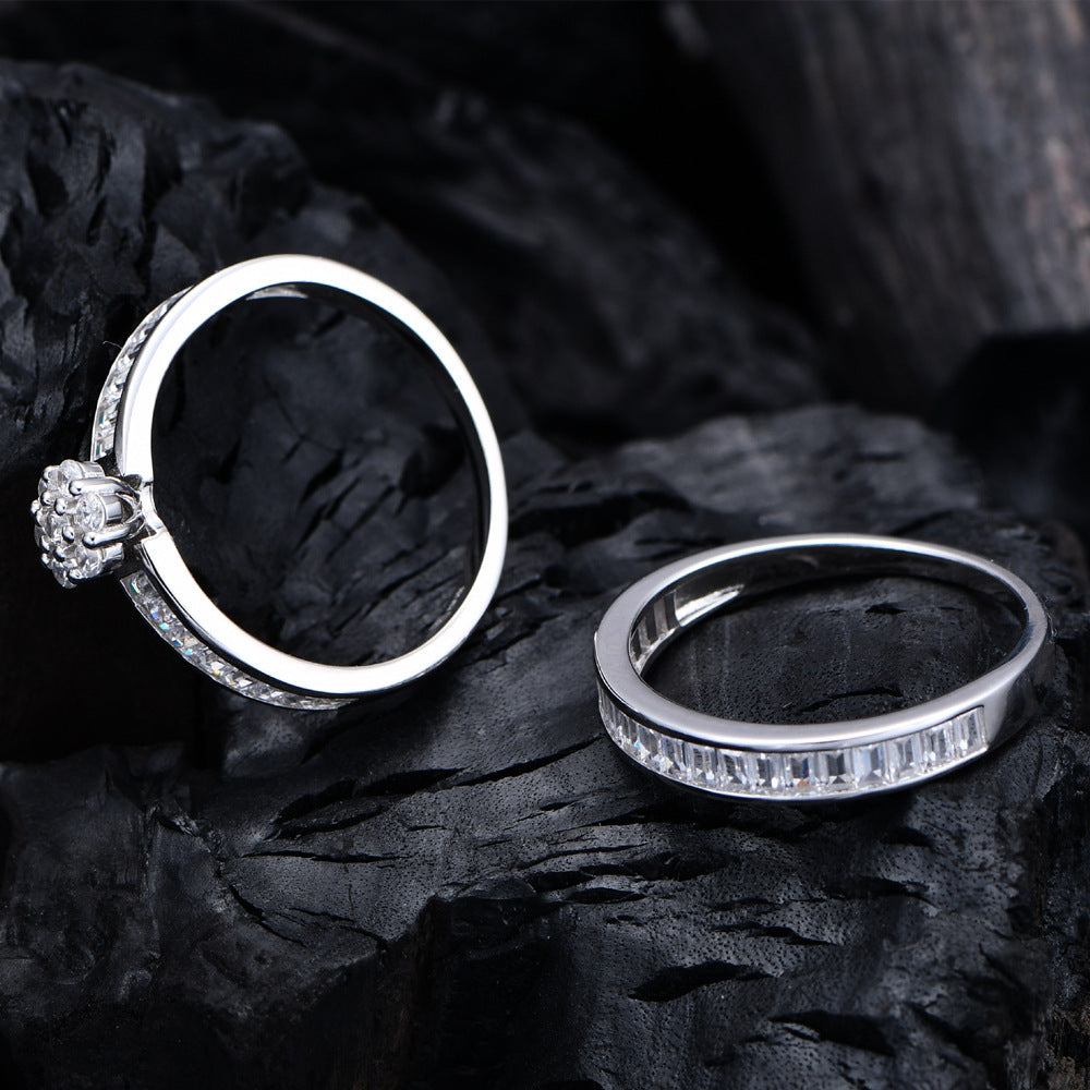 Baguette Zircon Row Diamond Ring Women's Silver