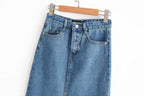 Split Hem Denim Skirt, Bodycon Denim Midi Skirt