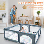 Play Pen For Babies And Toddlers, Baby Play Yard With Gate For Limited Space 47x47x26  Baby Fence With Breathable Mesh, Safety Indoor & Outdoor Activity Center Pi-Mart