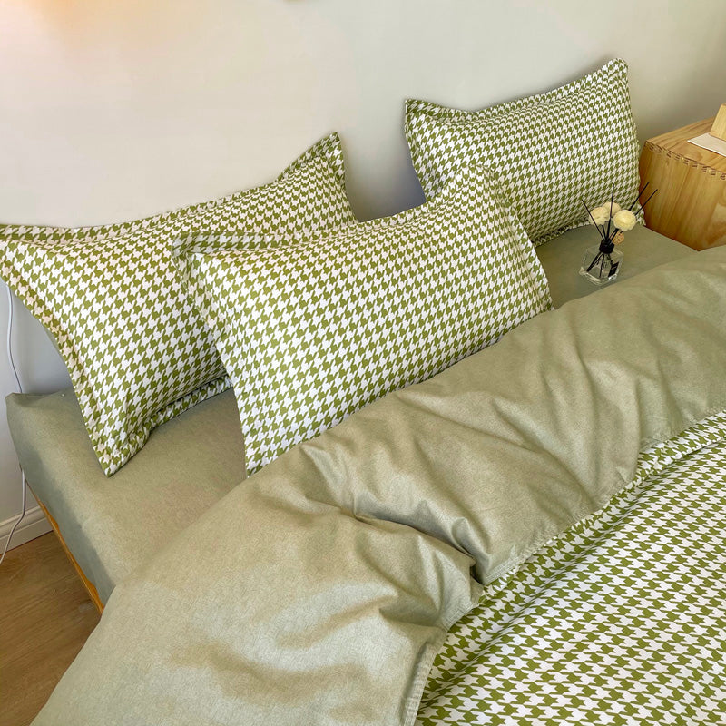 Student Dormitory Thick Sanded Aloe Cotton Four-piece Set Bed Linen Quilt Cover Bedding Pi-Mart