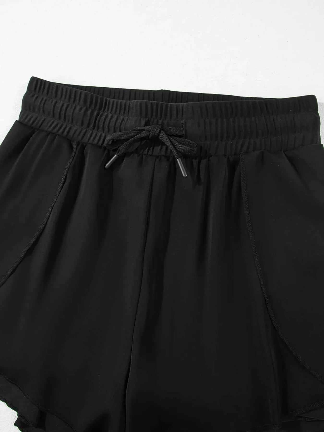 High Waisted Drawstring Swim Shorts THRIXINE