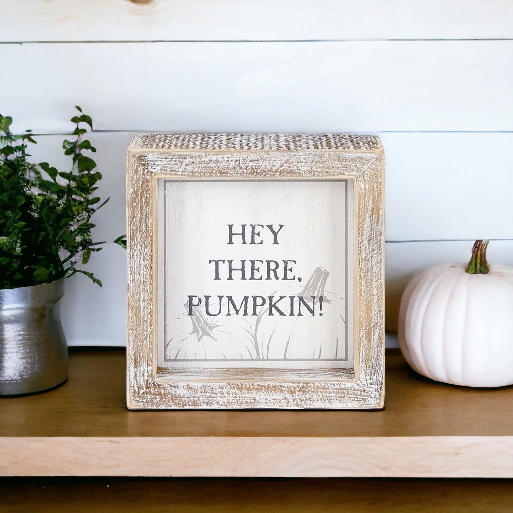 Double-Sided Reversible Pumpkin Sign Hey There Pumpkin / Lets Get Spooky BandsCo Straps