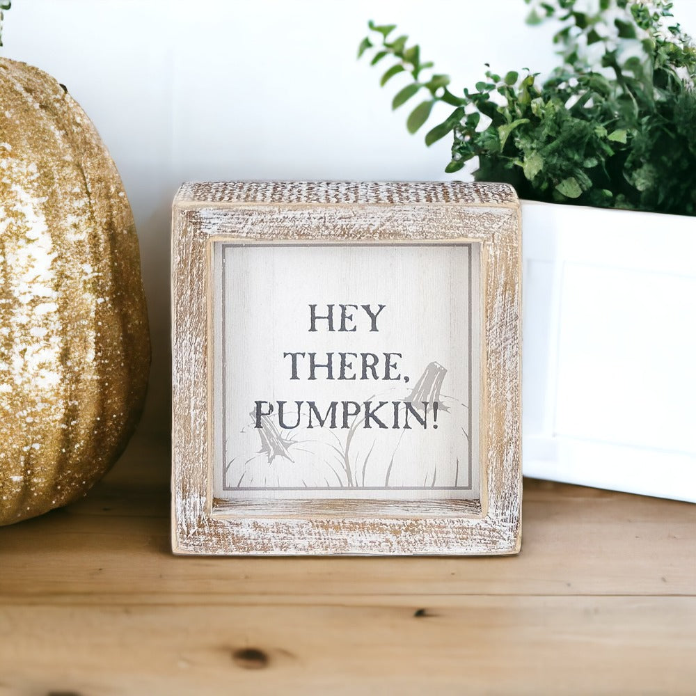 Double-Sided Reversible Pumpkin Sign Hey There Pumpkin / Lets Get Spooky BandsCo Straps