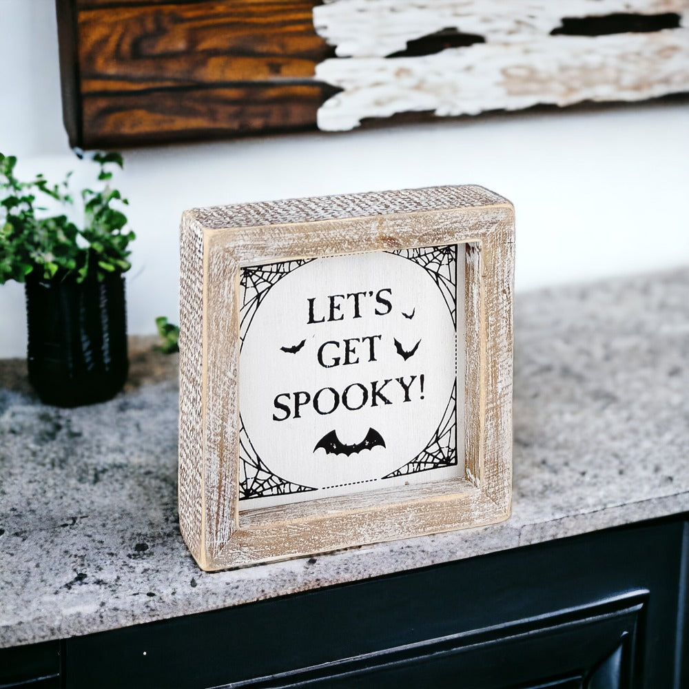 Double-Sided Reversible Pumpkin Sign Hey There Pumpkin / Lets Get Spooky BandsCo Straps
