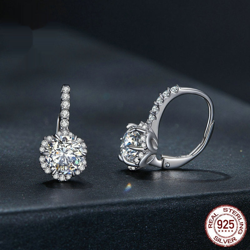 Sterling Silver Simple Elegant Moissanite Earrings Pi-Mart