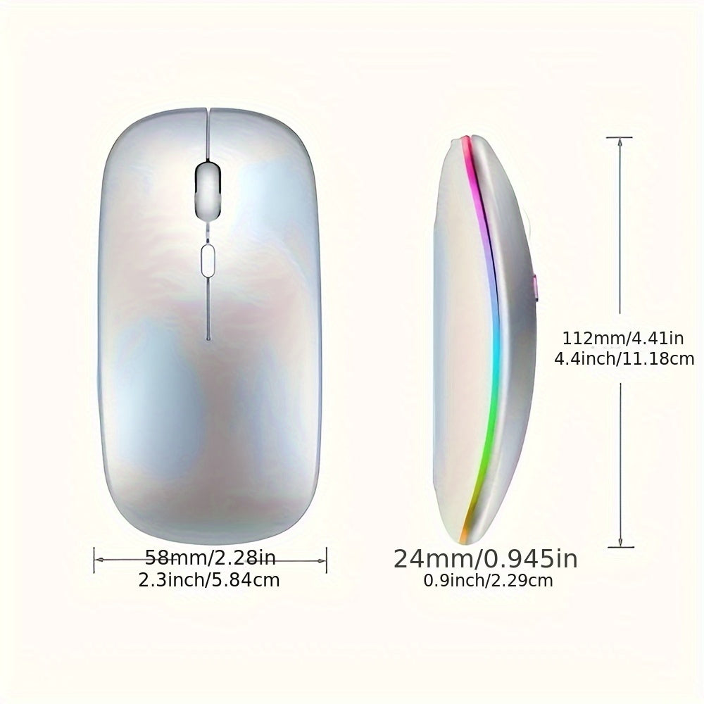 Wireless Rechargeable LED Backlit Gaming Mouse with 2.4G/5.2G Dual Mode, Ultra-Thin, Silent, Universal Compatibility for Laptops, Desktops, and Tablets Lootquake LLC