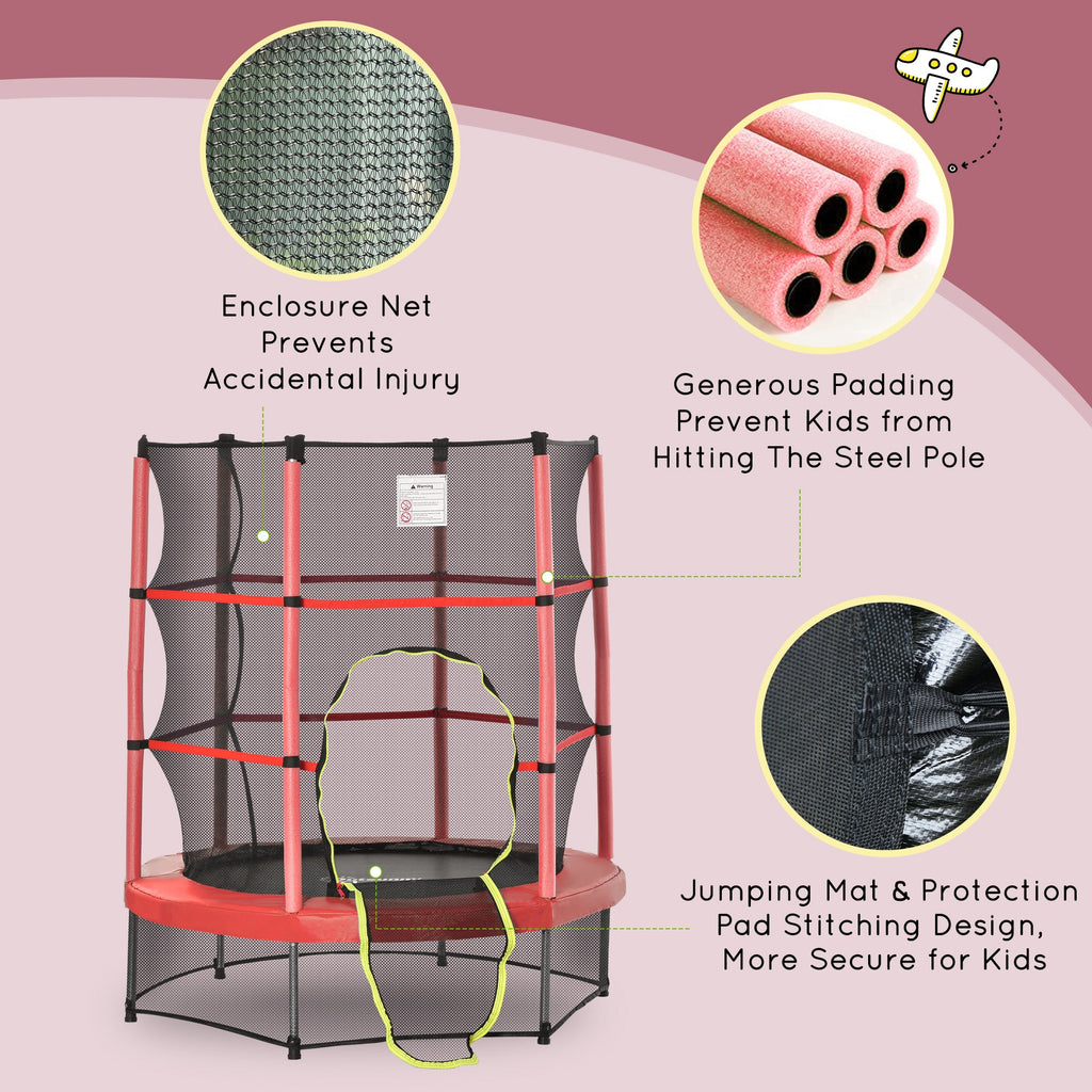 5FT Kids Trampoline with Enclosure Net for Age 3 to 6 Years Pi-Mart