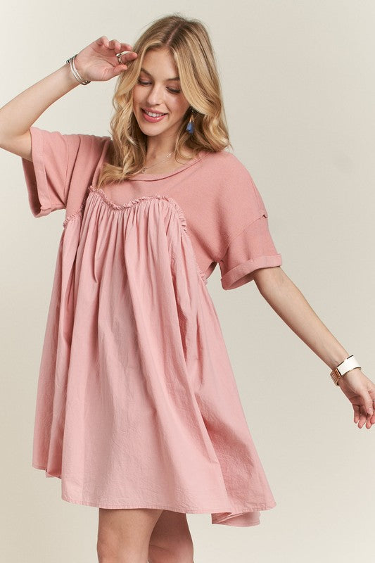 Round Neck Half Sleeve Babydoll Dress – Charming and Feminine Babydoll Dress with Round Neck and Half Sleeves for Casual and Semi-Formal Occasions Stevvex