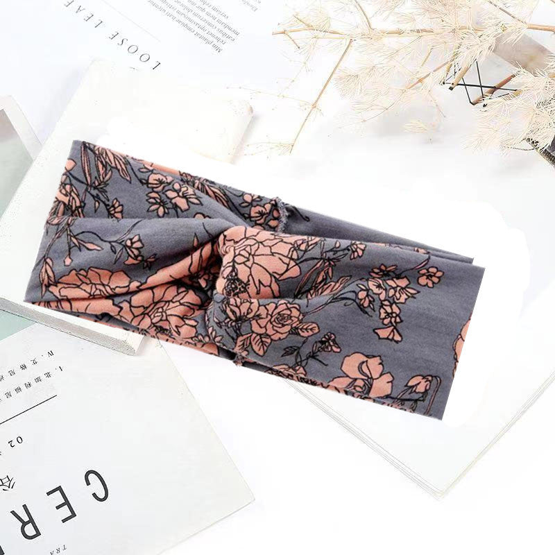 Sweat-absorbent And Anti-perspirant Bundled Headband With Wide-brimmed Print Headband Pi-Mart
