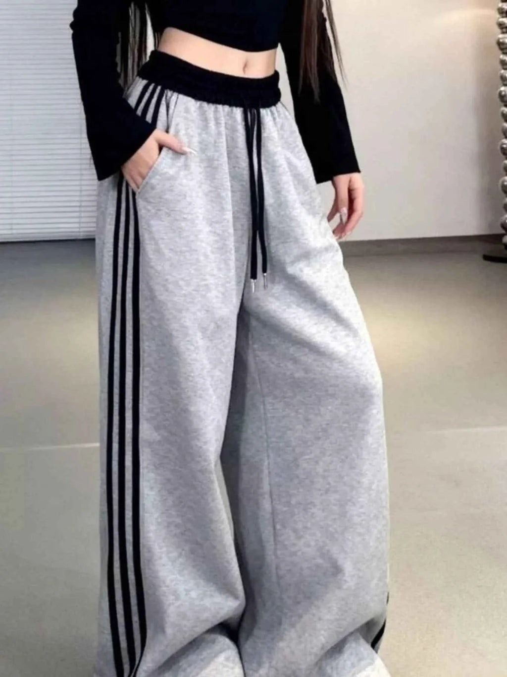 Casual Loose Fit Striped Pants THRIXINE