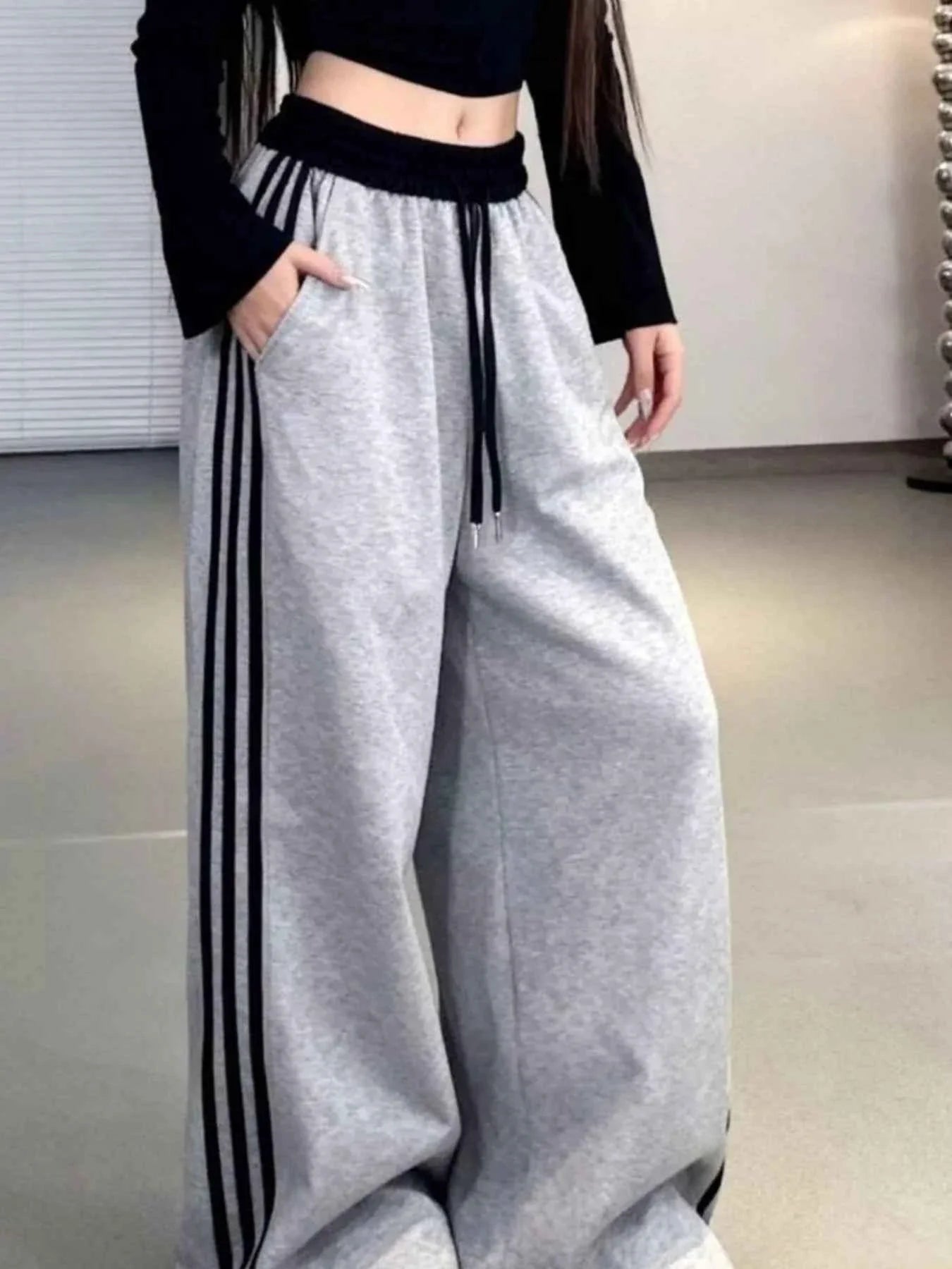 Casual Loose Fit Striped Pants THRIXINE