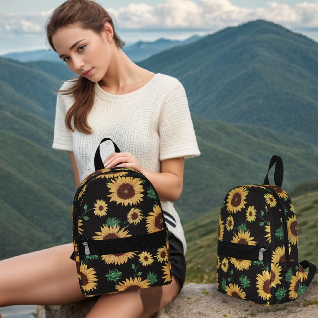 Sunflower pattern backpack, large capacity lightweight backpack purse, travel goods nylon storage backpack - SJB-DIAMOND ELITES