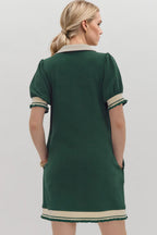 Trendy Contrast Short Sleeve Mini Dress Soft & Comfortable Casual Dress for Women