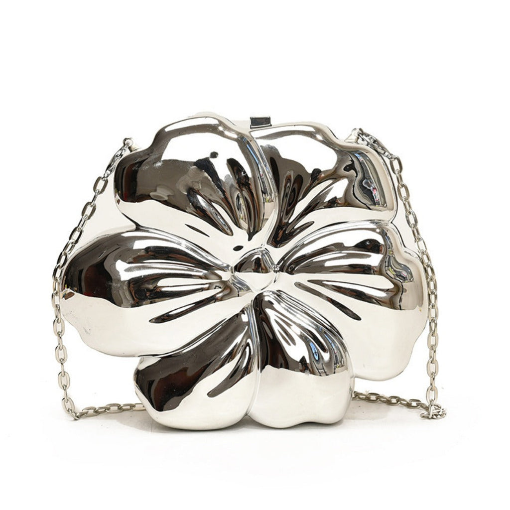 Elegant Flower Gold Acrylic Bag – Mini Dinner Bag & Prom Bag for Weddings, Parties, and Evenings – Stylish Clutch Purse with Glamorous Floral Design - SJB-DIAMOND ELITES