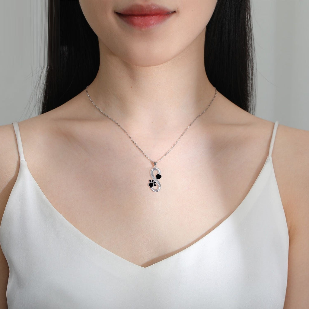 European And American Infinite Symbol Necklace Female With Hearts Paw Print Pendant Ornaments Pi-Mart