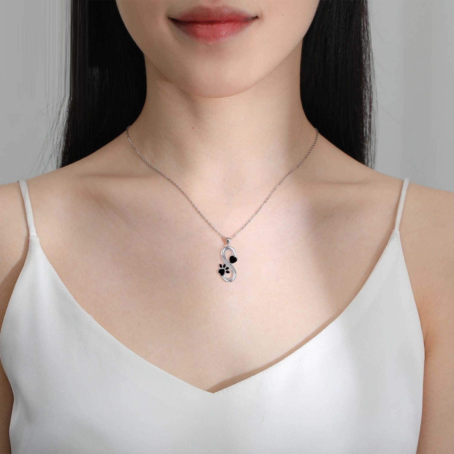 European And American Infinite Symbol Necklace Female With Hearts Paw Print Pendant Ornaments Pi-Mart