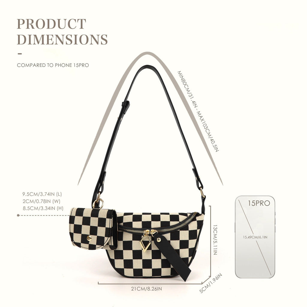 Small Crossbody Versatile Checkerboard Chest Bag – Fashion Plaid Waist Bag, Stylish Messenger Bag & Fanny Pack for Everyday Use - SJB-DIAMOND ELITES