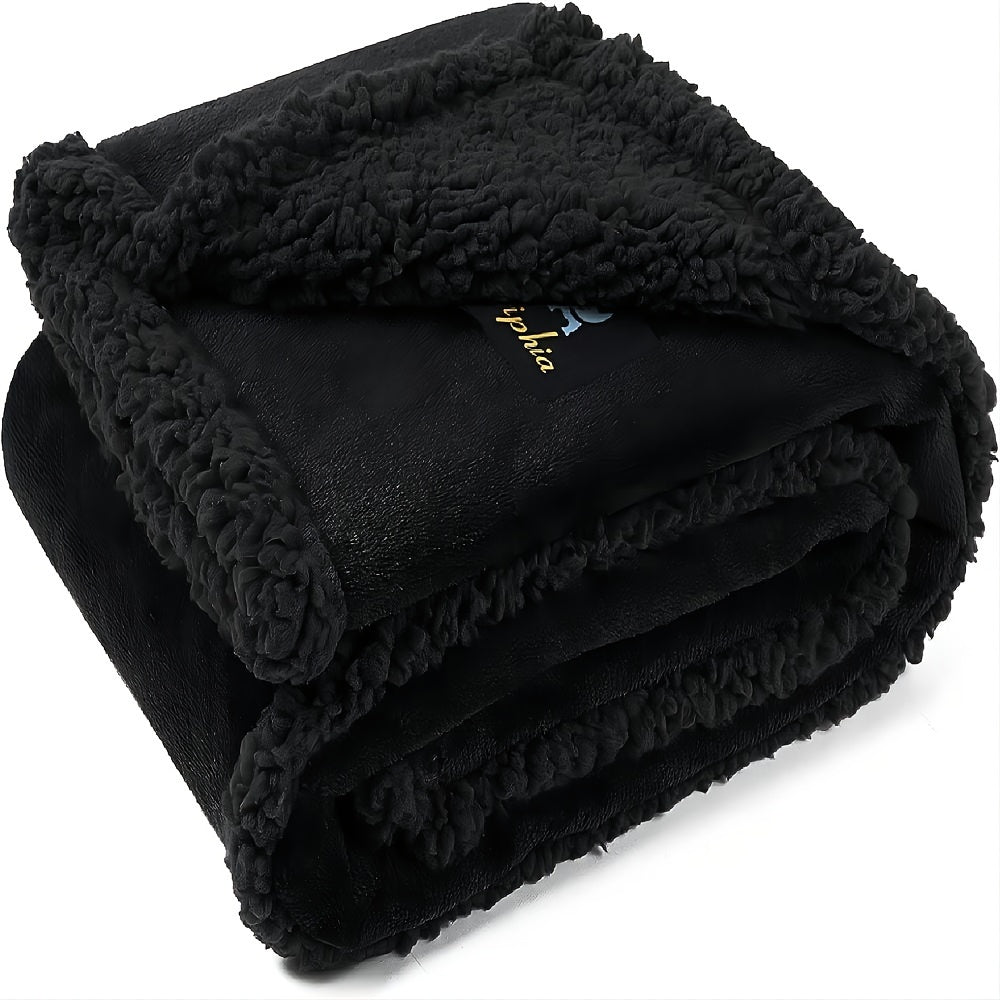 1pc Reversible Sherpa Fleece Waterproof Pet Blanket - Liquid Pee Proof, Furniture Protector Cover for Sofa Bed Couch - Soft, Cozy, Durable, Easy to Clean, Perfect for Small, Medium, Large Dogs and Cats