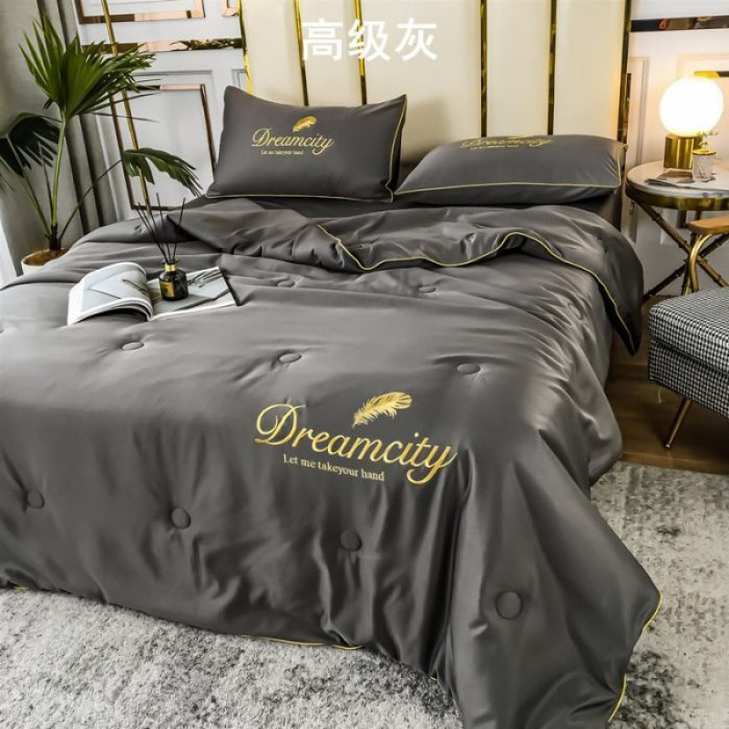 Tencel Summer Cooling Ice Silk Summer Quilt Airable Cover Four-piece Set Pi-Mart