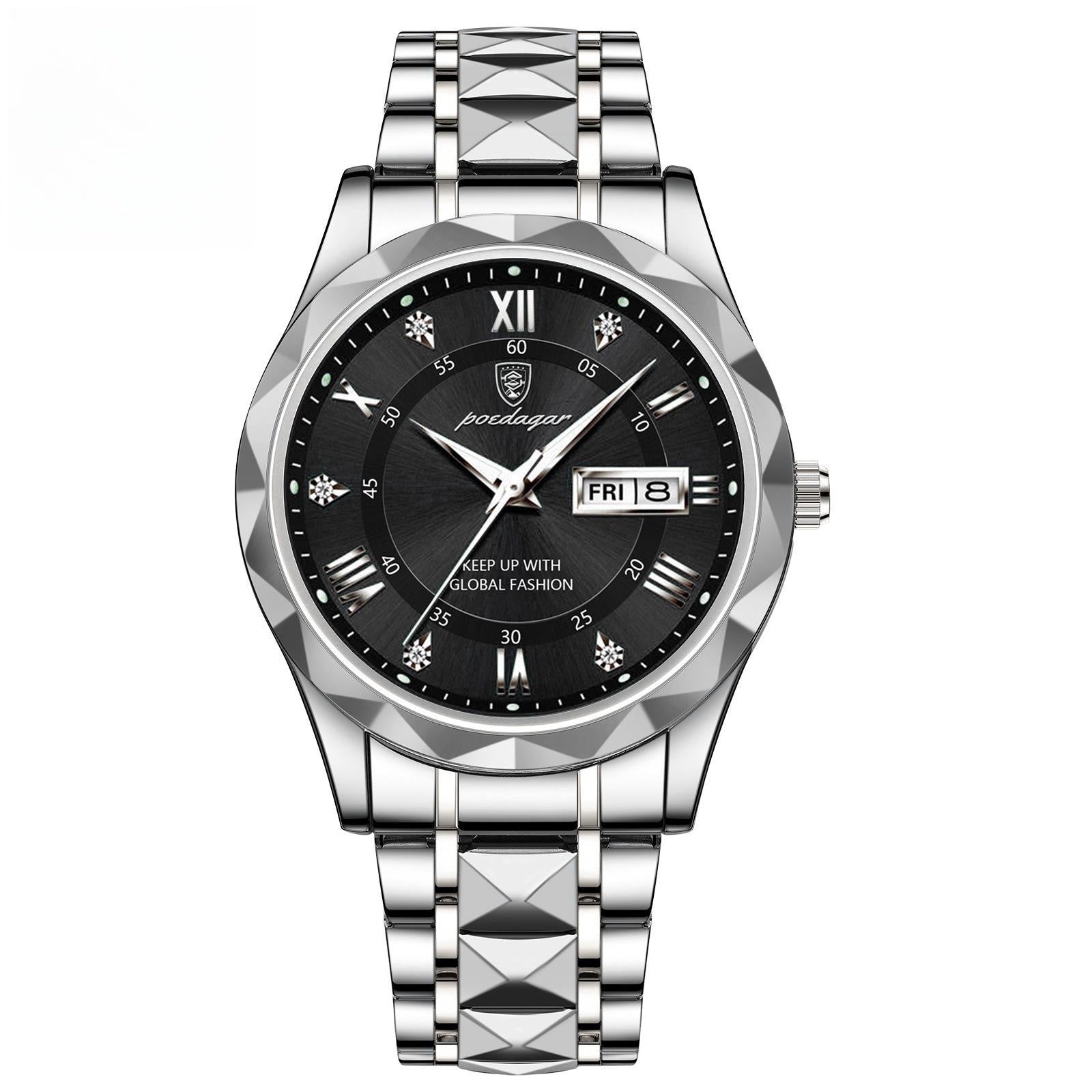 Men's Waterproof Double Calendar Luminous Quartz Watch Pi-Mart