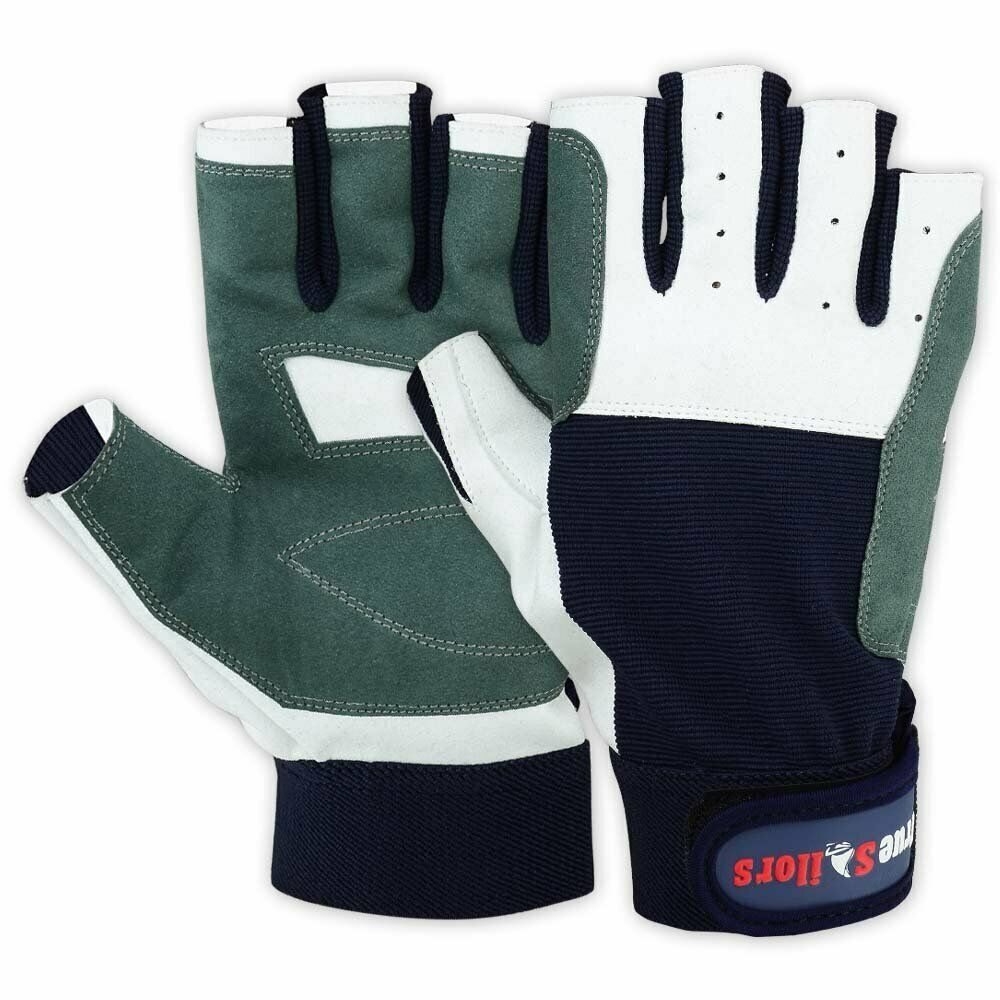 Sailing Gloves All Cut Fingers Blue Grey kayaking watersports - SJB-DIAMOND ELITES