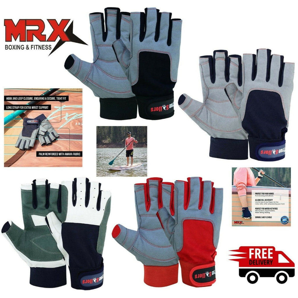 Sailing Gloves All Cut Fingers Blue Grey kayaking watersports - SJB-DIAMOND ELITES