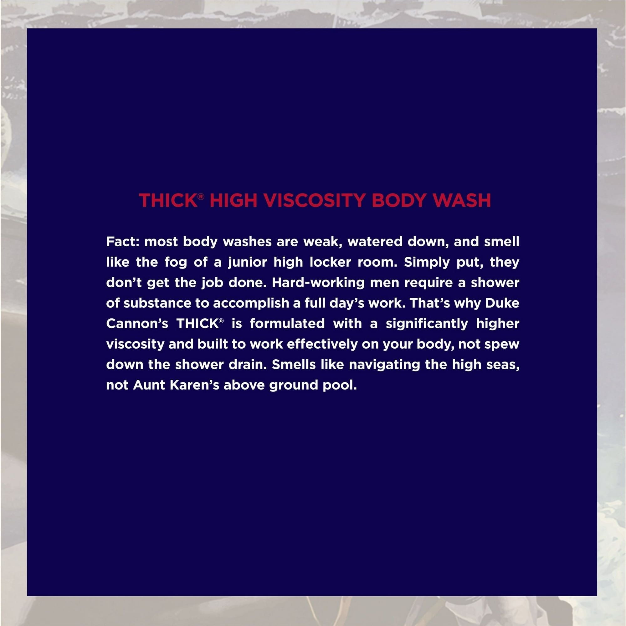Duke Cannon Thick Body Wash - Naval Diplomacy - Fresh Water & Bergamot Scent, 17.5 oz, 1 Bottle
