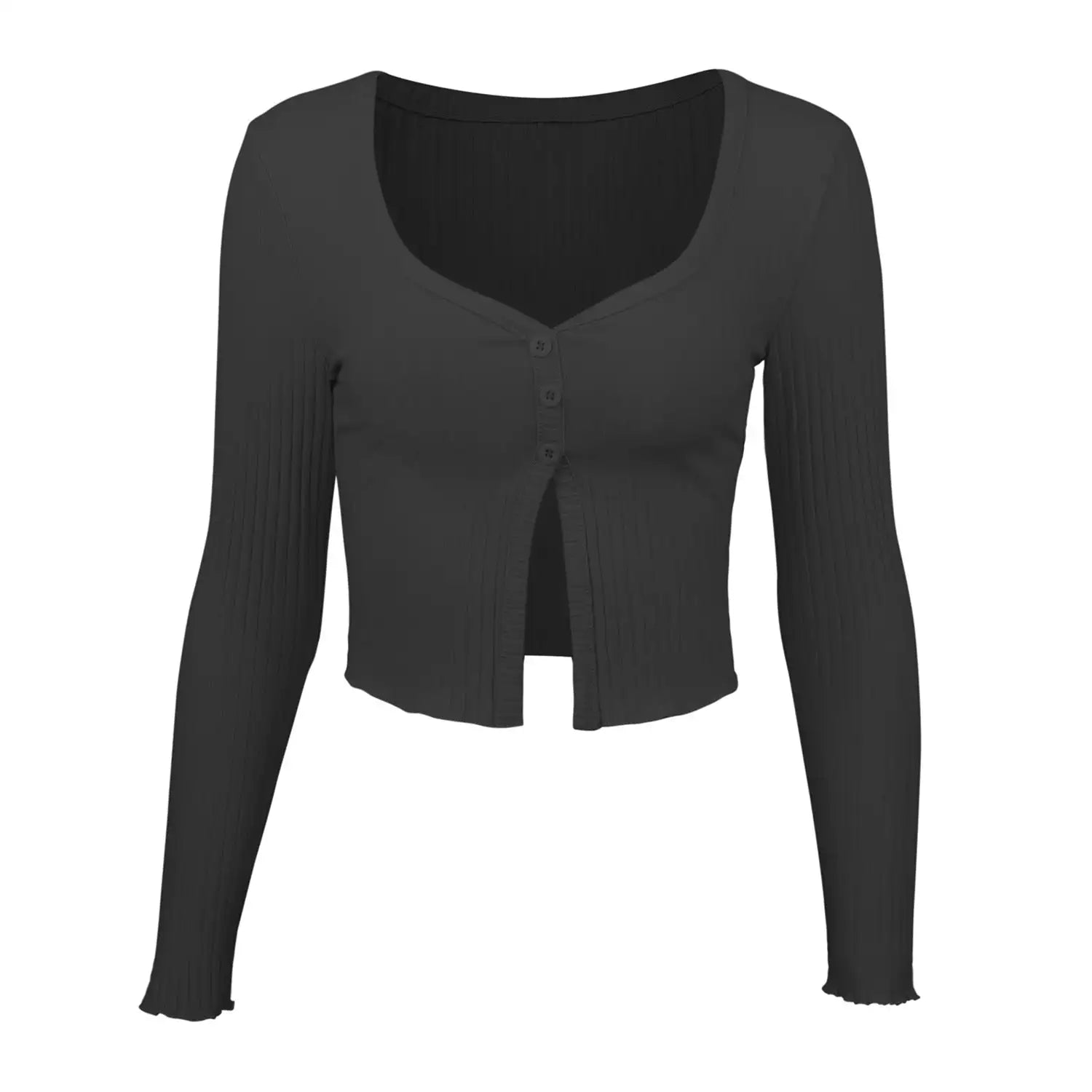 Long Sleeved Crop Cardigan Top Sexy Button Knit T-shirt - SJB-DIAMOND ELITES