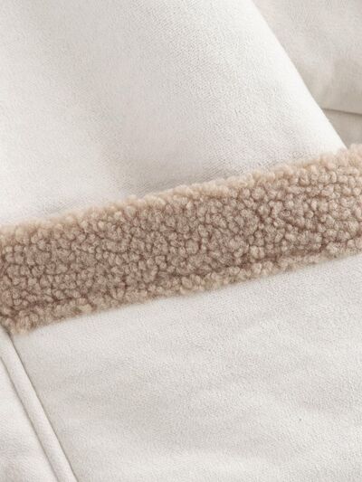 Fuzzy Collared Neck Long Sleeve Jacket with Buttoned Closure and Cozy Pockets Stevvex